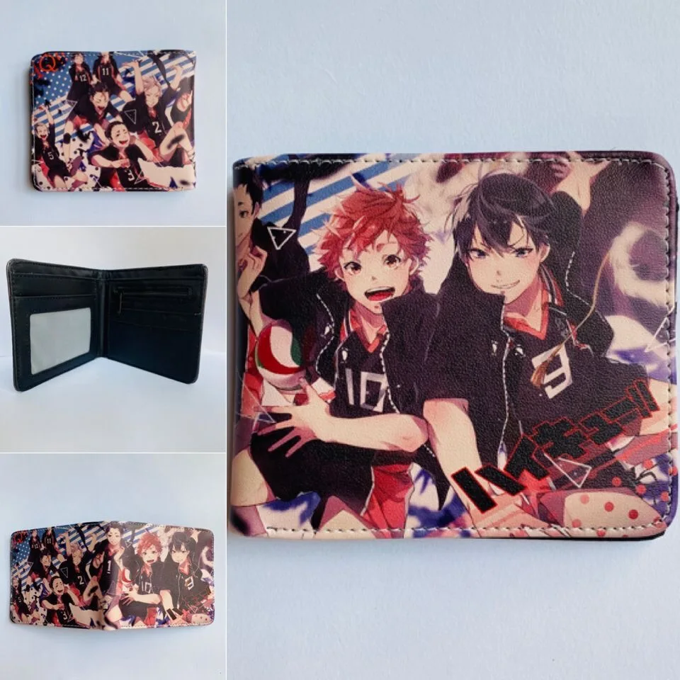 Haikyuu dompet anime periferal siswa pria dan wanita PU dompet koin dompet pendek kulit tempat kartu stok tersedia