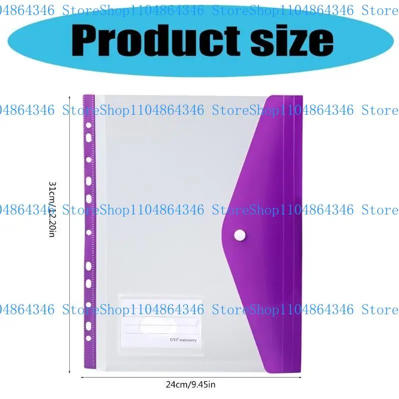 Pacchetto 5ASD 6 tasche perforabili espandibili Portafogli File busta per documenti in plastica trasparente con 11 fori