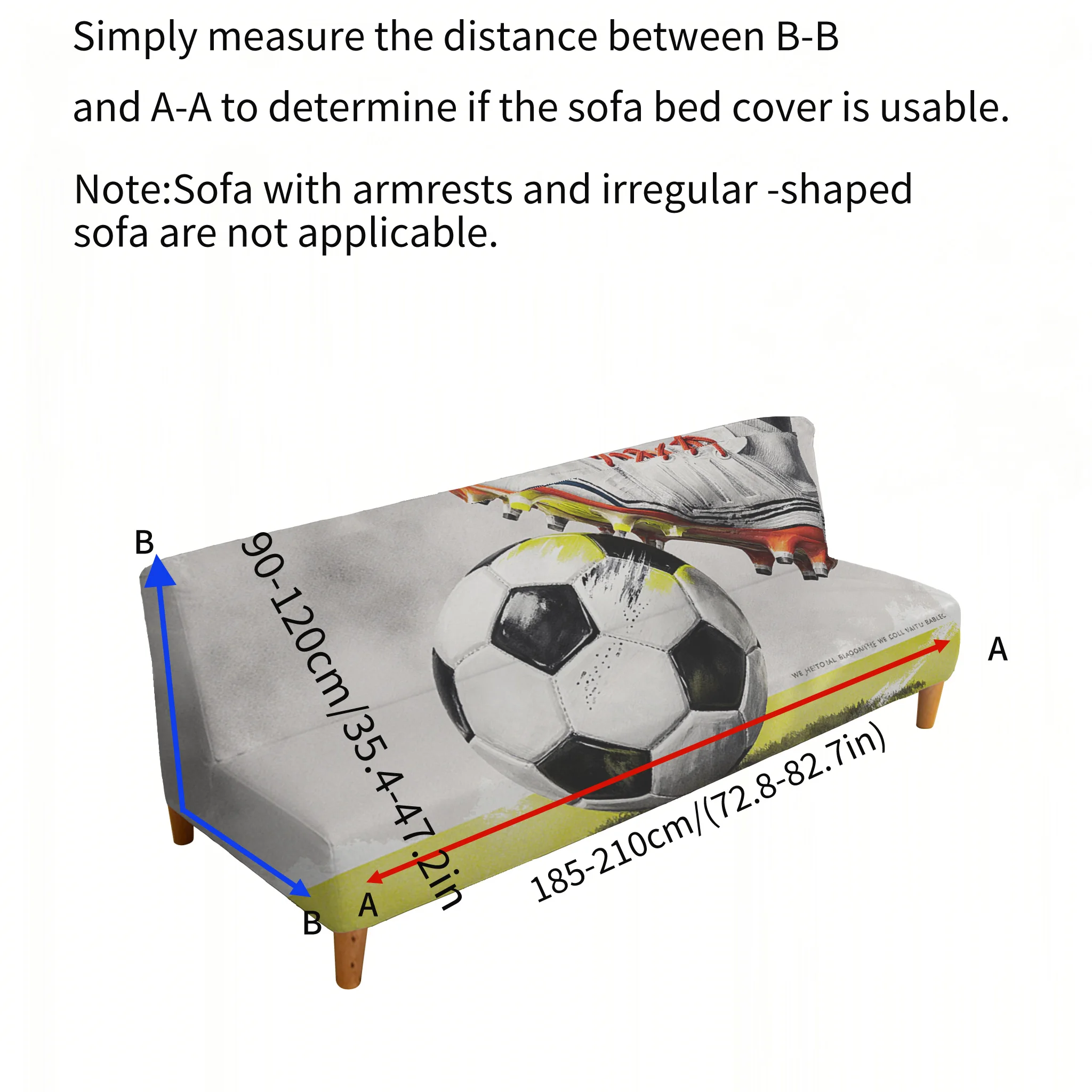 Dynamic football shoes pattern elastic sofa bed cover, living room sofa bed cover, dust-proof washable sofa bed cover