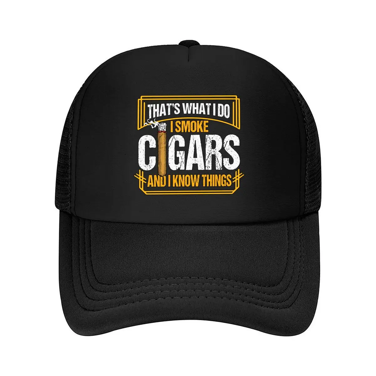 Thats What I Do I Smoke Cigars And I Know Things Mesh Baseball Cap Hip Hop