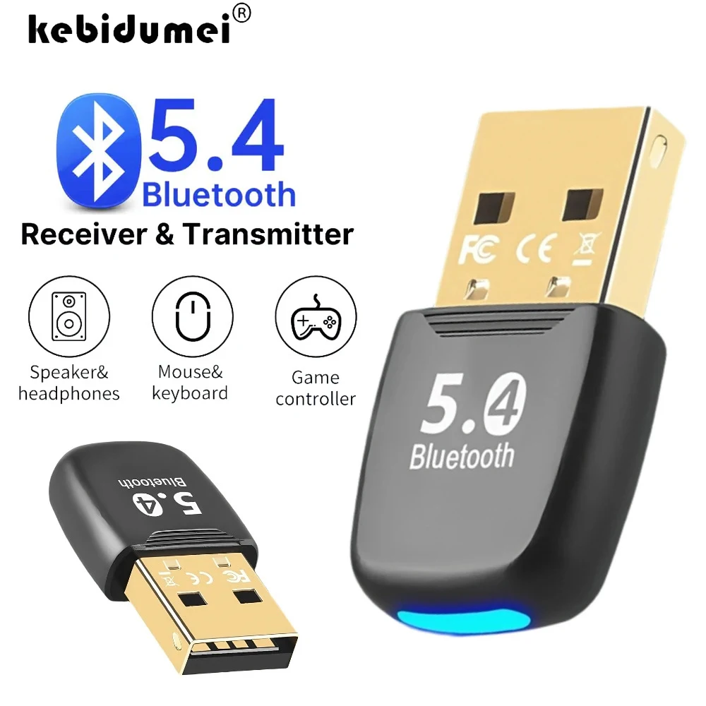 

Bluetooth 5.4 USB Adapter Bluetooth Adaptador for PC Dongle Wireless Mouse Keyboard Music Audio Receiver USB Transmitter