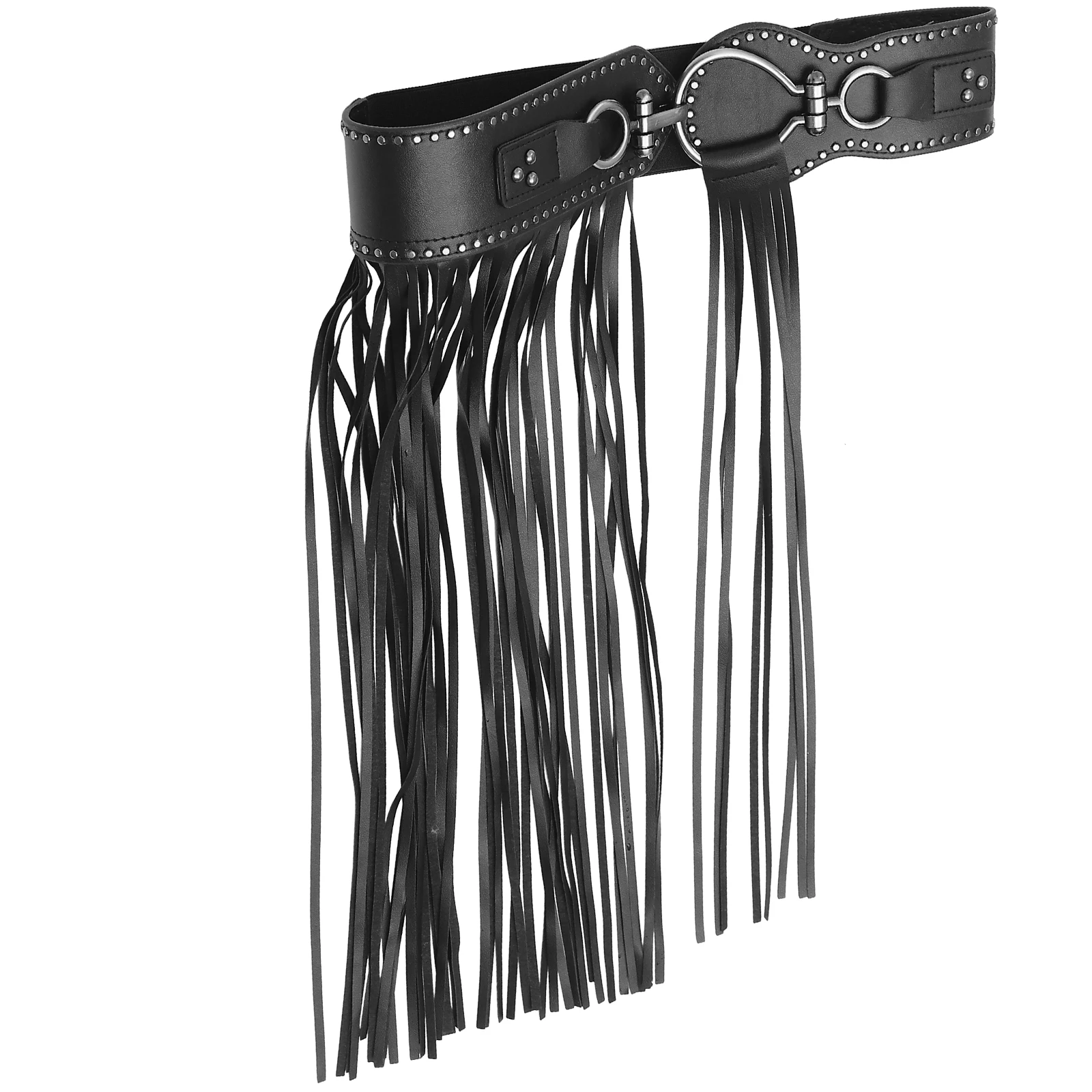 

1pc Punk Style Belt Skirt Women Accessories Tassel Long Skirts Rivet Punk Clothing Chain Studded Miss Dress