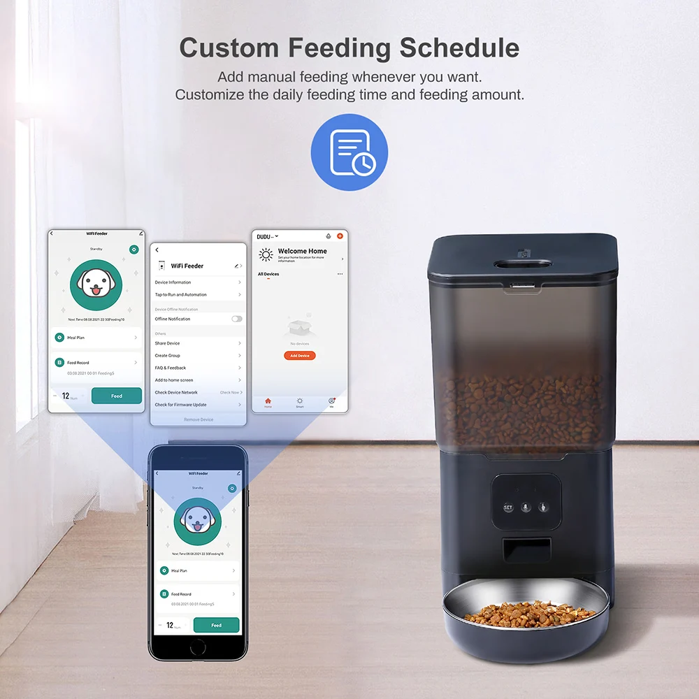 Cat Timing Feeder Tuya APP Smart Cat Feeder Pet Dog Food Automatic Dispenser Suitable for Small Cats and Dogs Remote Feeding