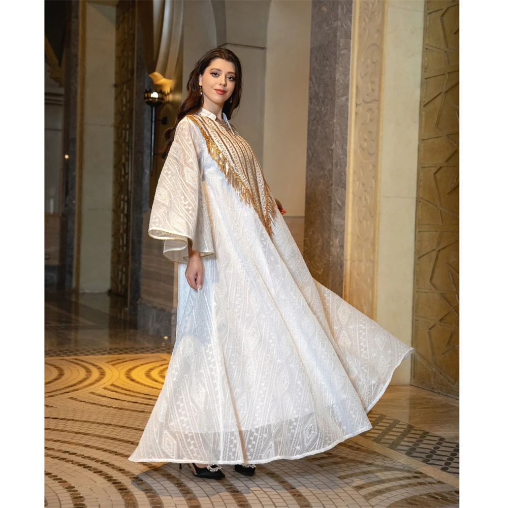 

Eid Party Dress Women Muslim Embroidery Sequins Mesh Maxi Dresses Morocco Kaftan Dubai Robe Turkey Abaya Islamic Jalabiya Kebaya