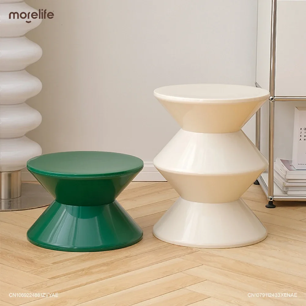 Taburete corto Creama Simple para sala de estar, taburete Circular para cambiar zapatos, otomanas, diseño creativo, banco pequeño blanco, muebles