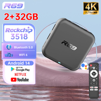 Smart TV Box R69 Rockchip 3518 Android14 Smart TV Box Ultra HD 4K AV 3D HDR10 Support Netflix Youtube Streaming Media Player