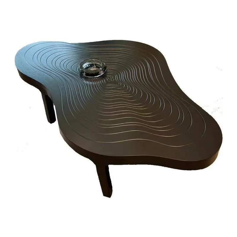 Italian solid wood coffee table, irregular annual ring wave pattern table