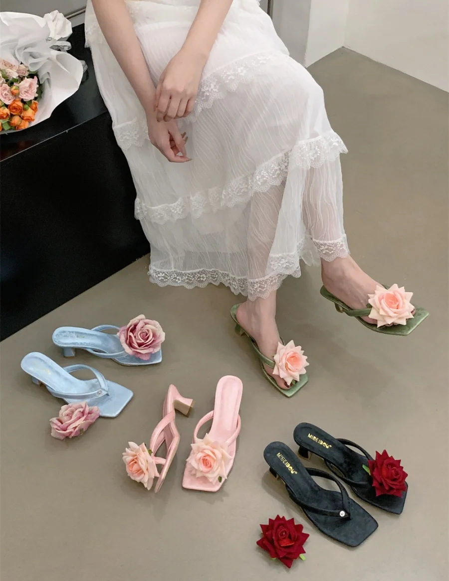 

Модные сандалии с цветочным принтом, женские шлепанцы на каблуке, новые летние пляжные женские шлепанцы, сандалии на каблуке, туфли-лодочки