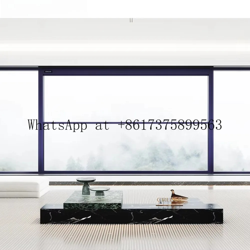 Vertical Sliding Window Balcony Oversized View Smart Aluminum Glass Rain Sensor