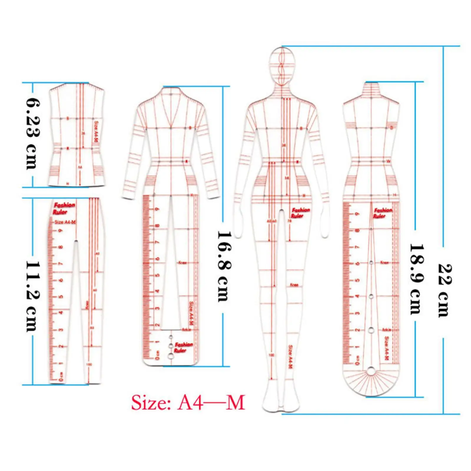 4pack/lot Thin And Soft Fashion Illustration Rulers Elegant Designs With Ease Professional Easy To