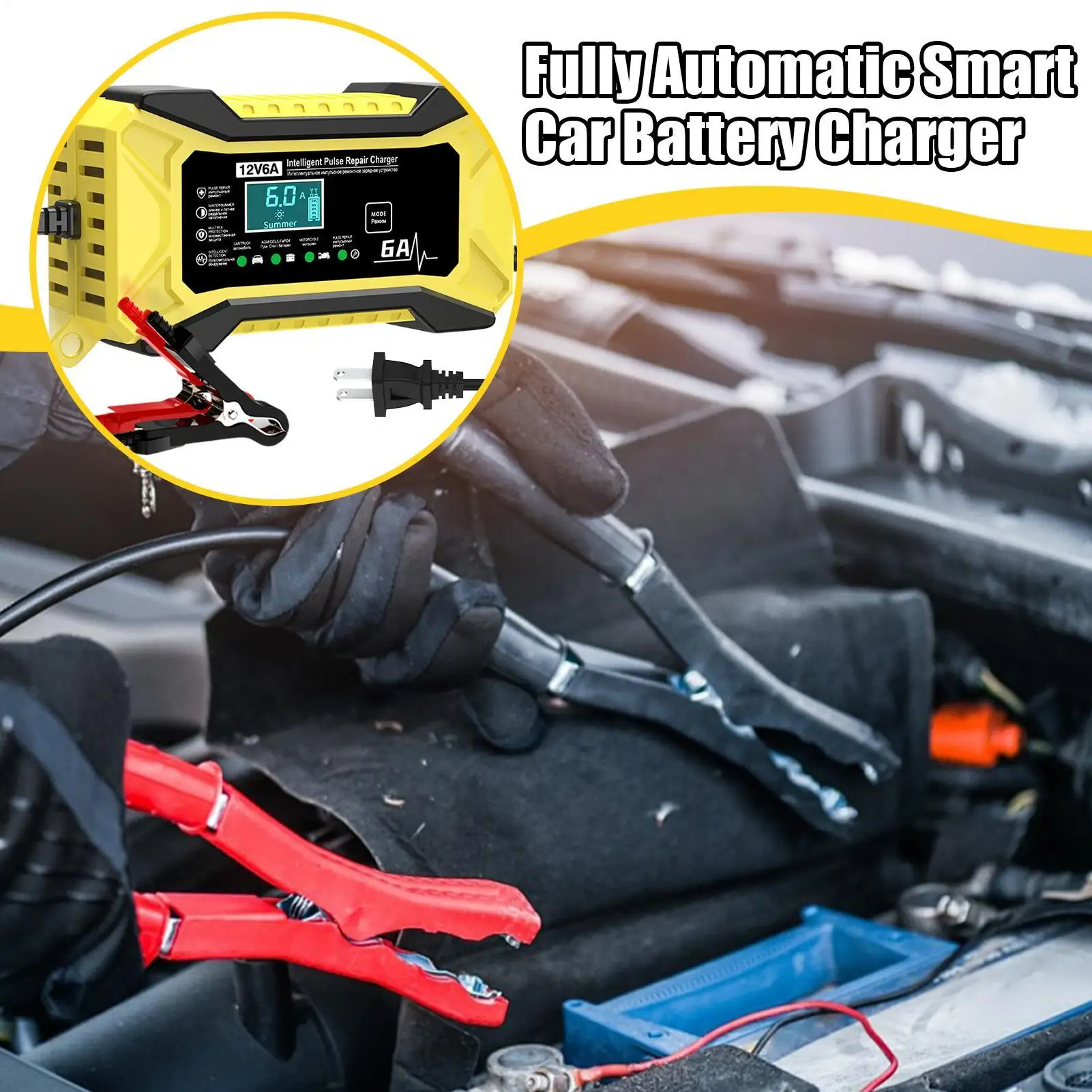 Battery Chargers Automobile 12 Volt Smart Portable 12v Battery Charger Auto Electronics With LCD Display And Temperature