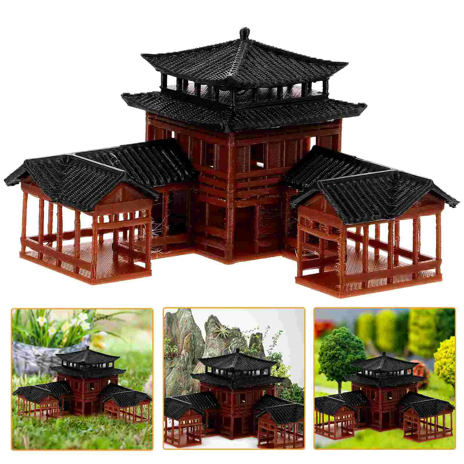 Home Decorations Micro Landscape Garden Traditional Inn Building Model Crafts Coffee Plastic Statue Exquisite