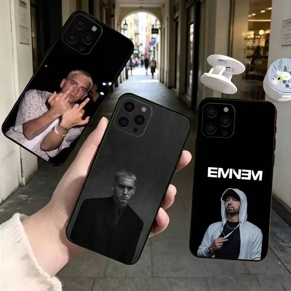 R-Rapper E-Eminem Fashion Black Soft Phone Case Compatible With iPhone 11,12,13,14,15,16,17 Pro Max Mini Plus Air
