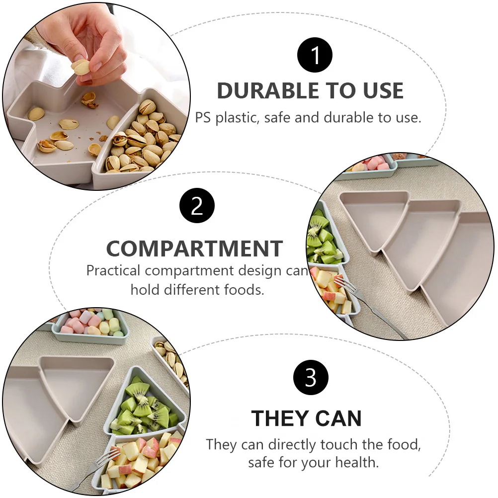 

2pcs Christmas Tree Fruit Tray Plastic Snack Plate Divided Food Container Kitchen Bar Accessories Safe Reusable