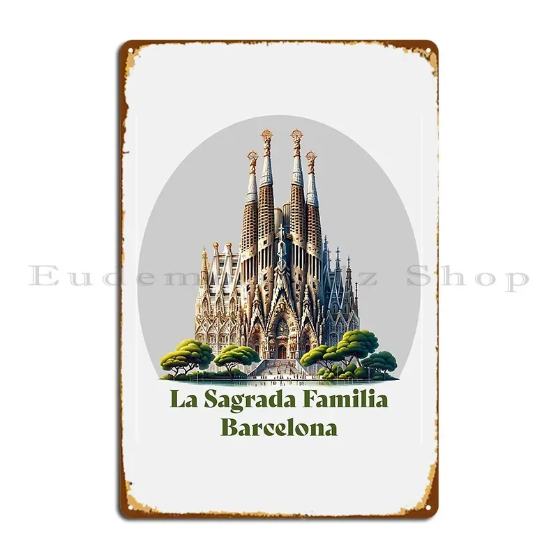 La Sagrada Familia Barcelona Spain Metal Plaque Club Cinema Home Garage Personalized Tin Sign Poster