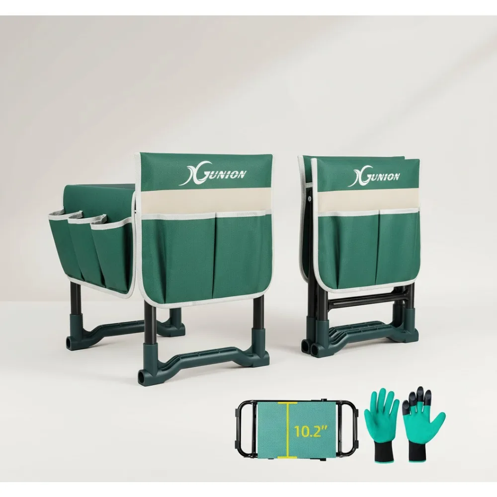 

Heavy Duty Garden Kneeler Seat Stool with Tool Pouch & Gloves - Foldable Gardening Bench for Seniors Women Men