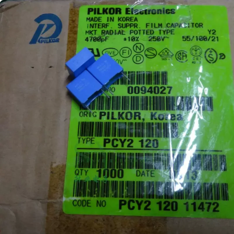 10pcs-100pcs PILKOR 0.0047uf/250vAC 4.7nf 4700pf 4n7 472 brand new Y2 film capacitor 10M