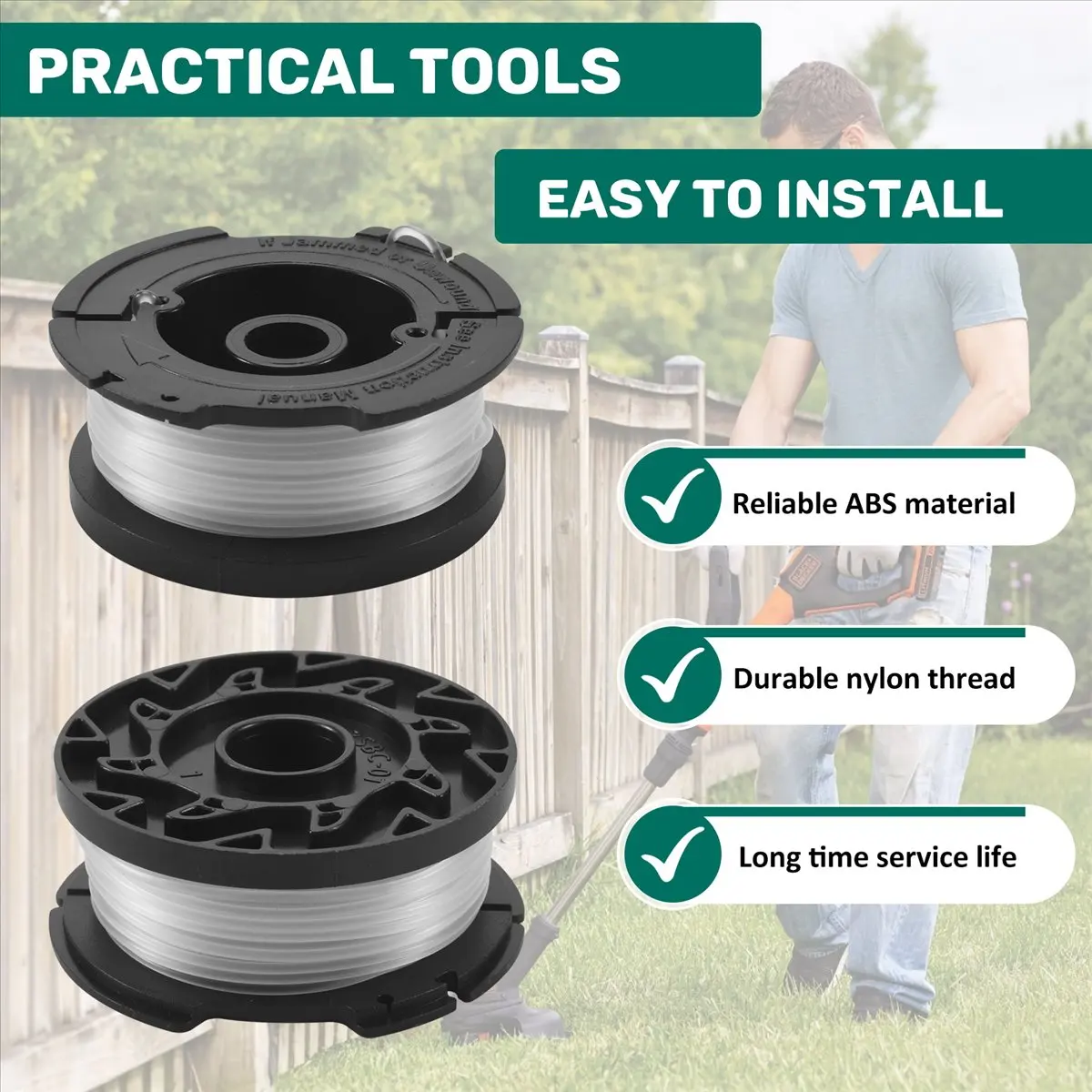 newyear828 4 Pcs Line String Trimmer Multifunctional Autofeed Weed Grass Trimmer Replacement Spool for BLACK+ AF-100-3ZP