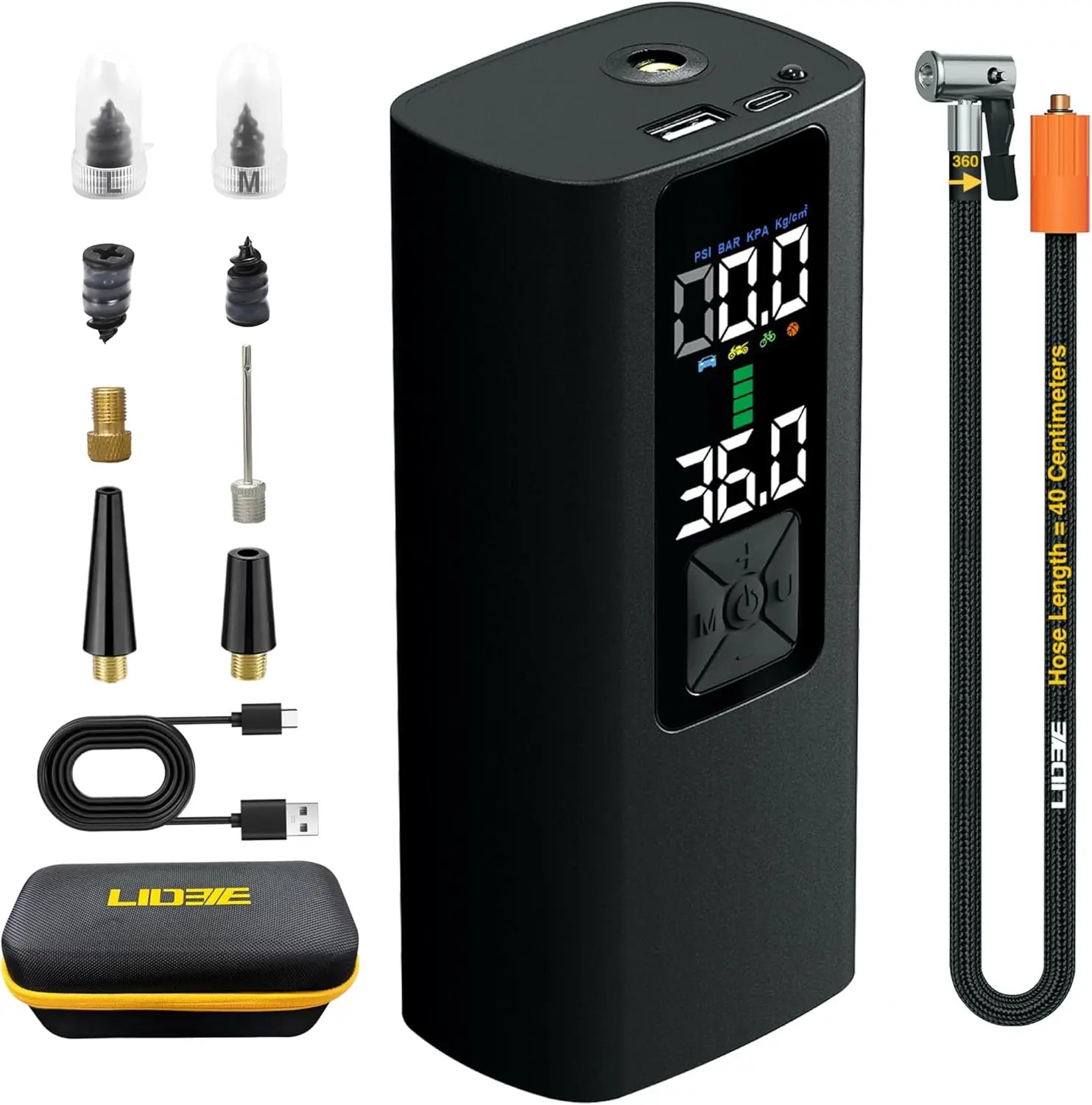 

Portable Tire Inflator 150PSI Air Compressor with Digital Gauge, Rechargeable Car Air Pump for Car, Motorcycle, Bike - 4X Faster