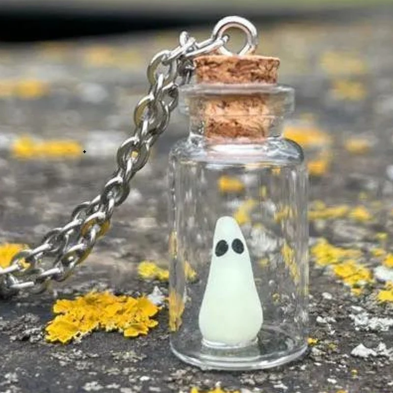 1 Piece Glow In The Dark Adopt A Ghost Necklace Cute Halloween Jewellery Pet Ghost