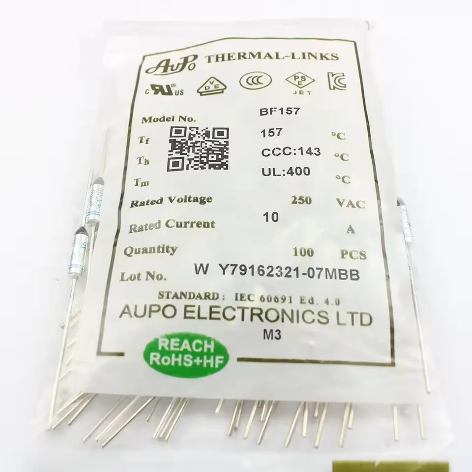 10 قطعة الصمامات الحرارية BF157 BF157X 10A 16A 250V BF 157C 157 درجة مئوية قطع TF بيليه TCO وصلات درجة حرارة الرصاص المحوري AUPO