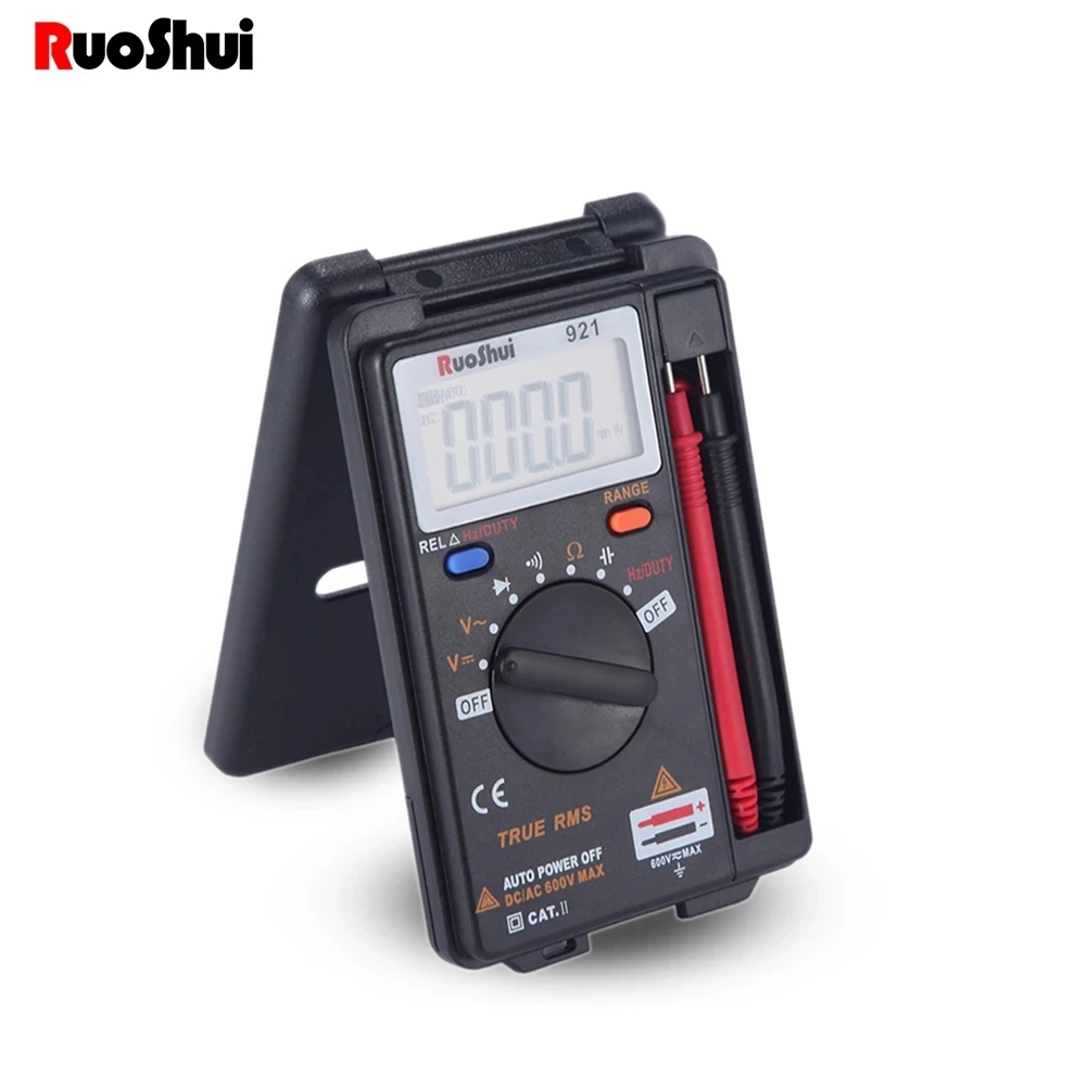 RuoShui Digital Multimeter 4000 Count Mini Palm AC/DC Voltage Resistance Capacitance Meter Foldable Multimetro Electrical Tester