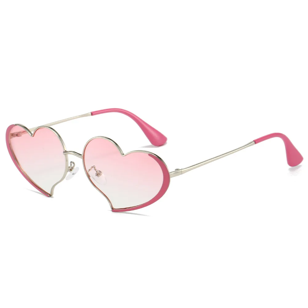 European and American Personalized Metal Fashion Heart-Shaped Glasses Sweet and Cute Women's Love Sunglasses