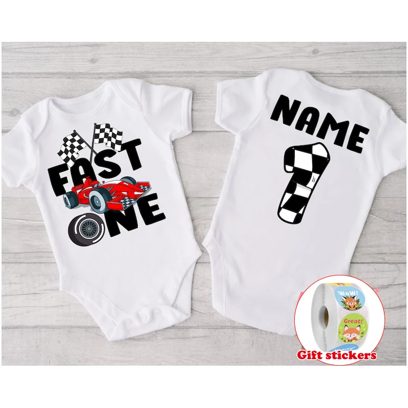 Fast One Birthday Onesie T Shirt Racecar Birthday Onesie Kids Racing Birthday Onesie T-Shirt First Birthday| 1st Birthday Onesie