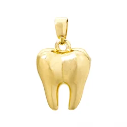2pcs Mini Brass Charms Gold Color 3D Tooth Pendants For DIY Jewerly Making Necklace Earrings For Women Findings Gift 19mm x 12mm