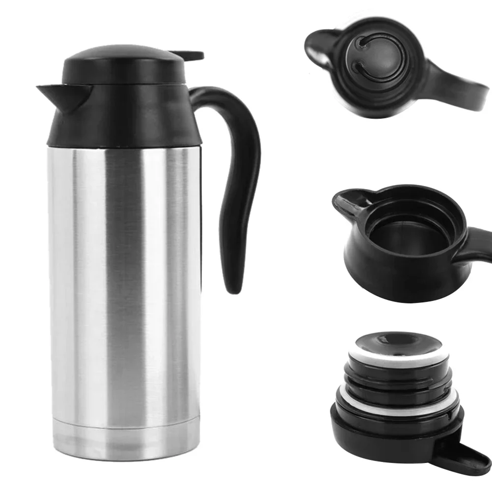 12 24V Car Electric Heating Cup Kettle Portable Water Heater Bottle Travel Car Truck Kettle For Tea Coffee Drinking,300-750ML