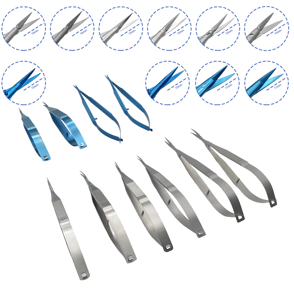 Ophthalmic Castroviejo Scissors Titanium Stainless Steel Straight Curved Capsule Membrane Micro Scissors