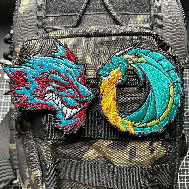 

Rainbow Unicorn Night Glow Morale Badge Wolf Head and Dragon Tactical Armband Embroidered Hook&Loop Patch Backpack Sticker