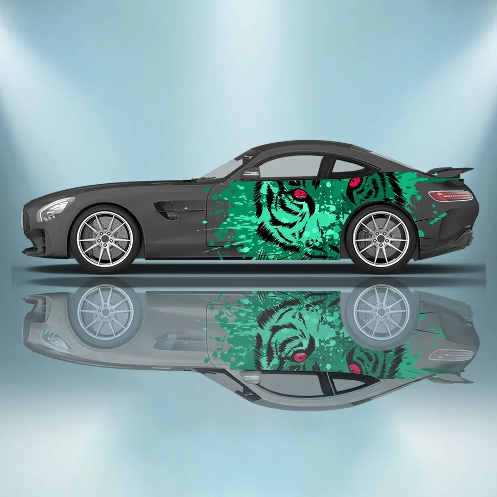 

Виниловые наклейки с красными глазами, зеленым тигром, брызгами автомобиля, наклейка против царапин, подходит для грузовиков, внедорожников, декора, автоаксессуары, подарок