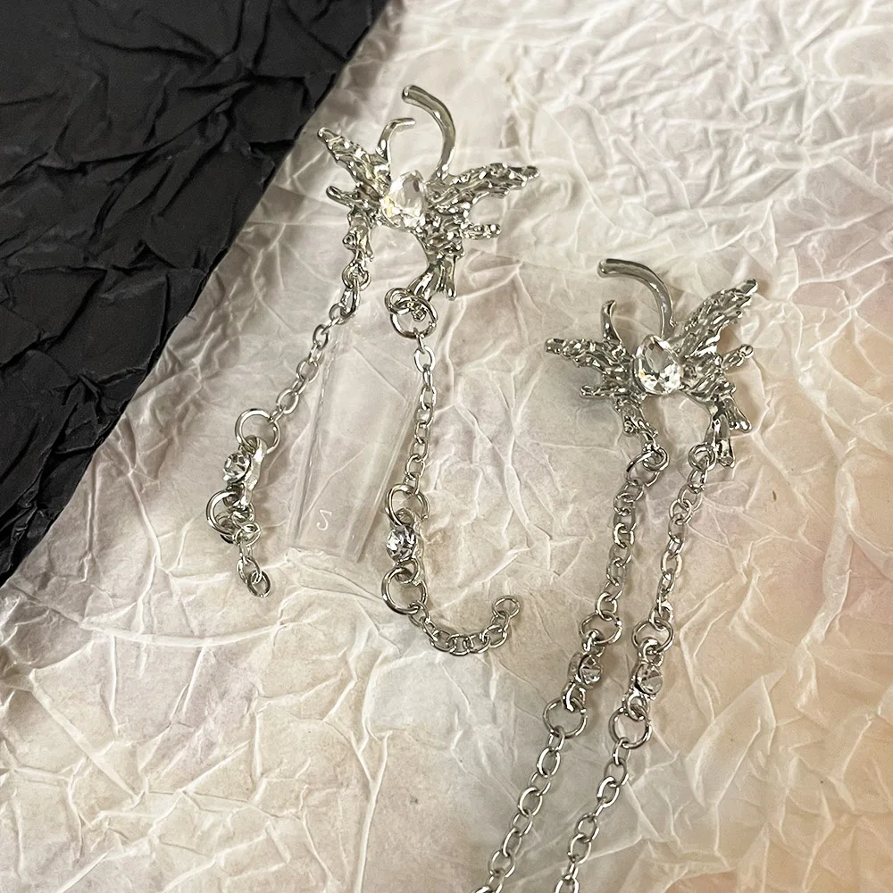 5XL Seize فراشة سلسلة مجوهرات الكروم الفاخرة السائل المعلقات المعدنية الشرير الفضة غير النظامية فراشة جيل للأظافر تزين سبيكة 404s