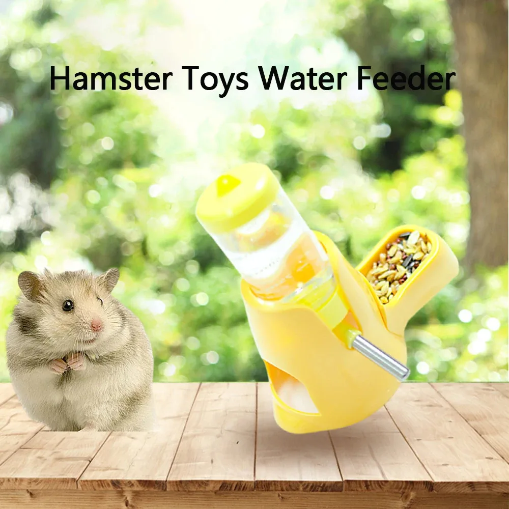 Hamster-Wasserspender, kleiner Tier-Automatikspender, Trinkwasserflasche, Schüsseln, Schüssel mit Lebensmittelbehälter für Meerschweinchen, Ratte – Detail 1