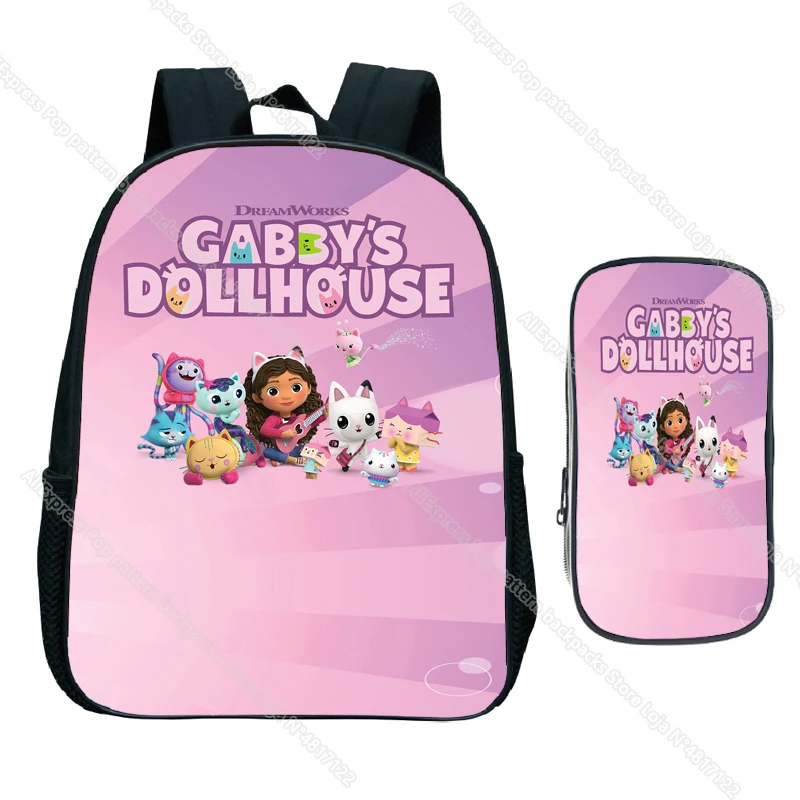 Cartoon Gabby\'s Dollhouse Backpack for Kids Girls Boys Gabby Cat Kindergarten Waterproof Kids School Lightweight Backpack