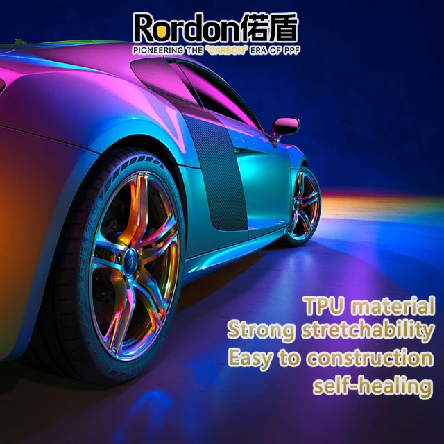 2025 Venta al por mayor 2025 TPU de alta calidad autoadhesivo brillo cambio de Color auto curación envoltura de cuerpo completo película de rollo de vinilo para coche