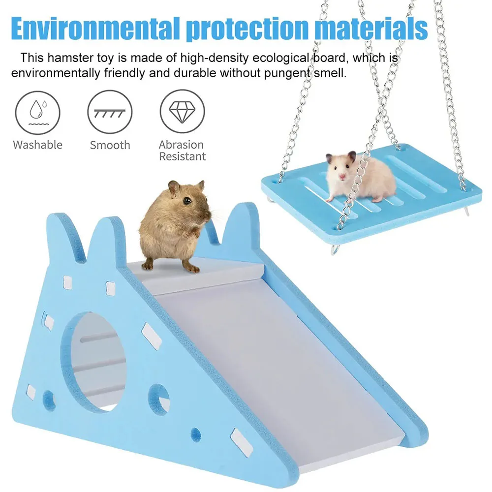 3Pcs Hamster Toys Eco-Board Bridge Seesaw Swing Toys Small Animal Activity Climb Toy DIY Hamster Cage Accessories for Home