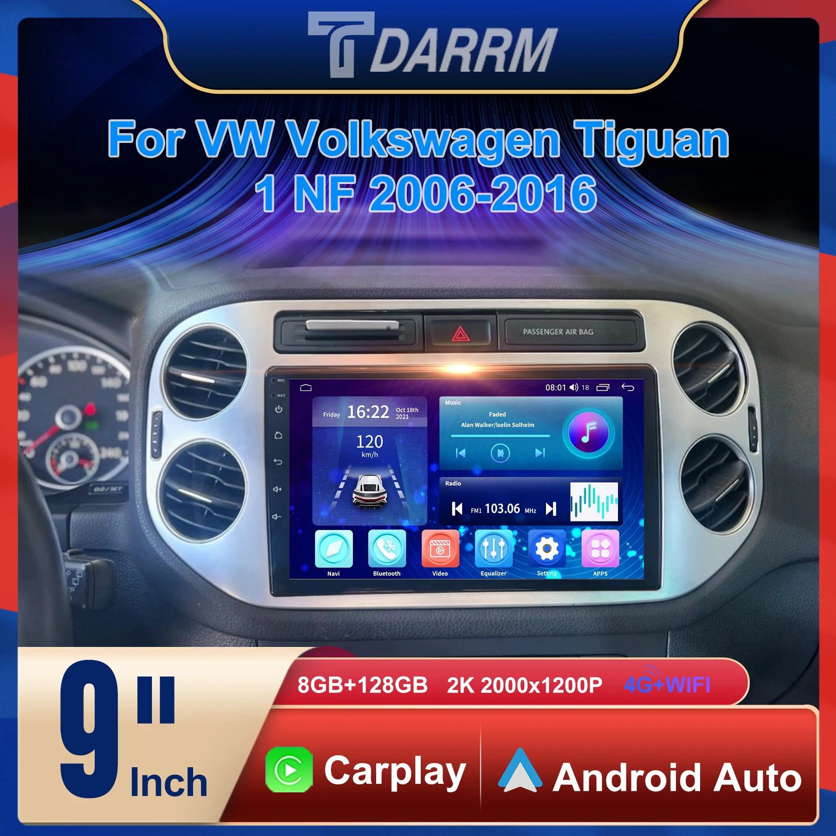 

Car Radio Automotivo Multimedia For VW Volkswagen Tiguan 1 NF 2006-2016 Navigation WiFi / 4G GPS Android 12 Carplay Screen