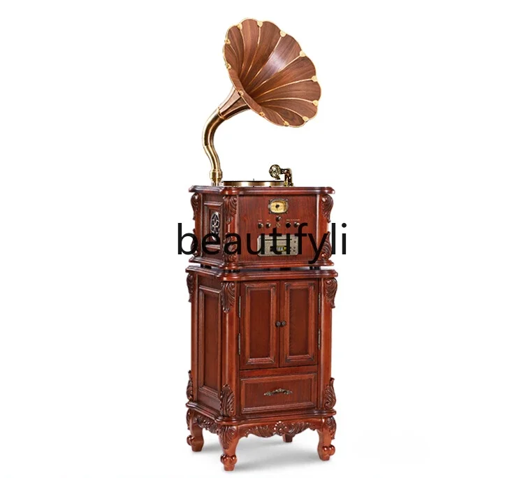 Gramophone retro antique vinyl record player 62X vintage record player European living room stereo