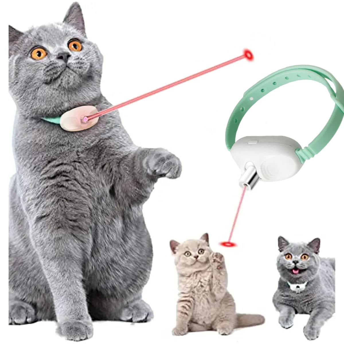 Automatic Cat Toy Smart Laser Teasing Cat Collar Laser Electric USB Charging Kitten Amusing Toys Interactive Training Pet Items