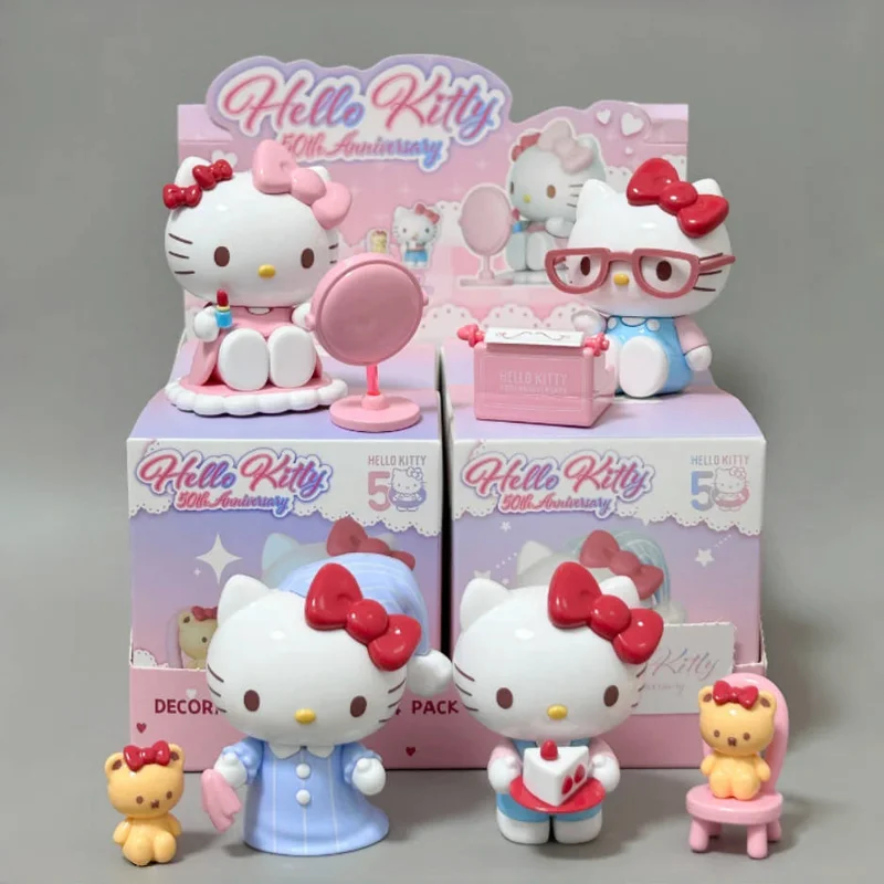 Cute Sanrio Hello Kitty Daily Life Series Collectible Anime Figure Model Dolls Tide Play Model Toy Desktop Ornaments Kids Gifts