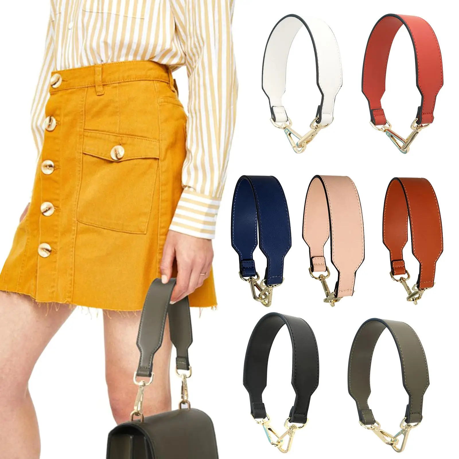 

Women Wide Shoulder Strap with Clasp Replacement Belt Handmade for Sewing Bag Handle Handbag Decoration Crossbody Girls Extender