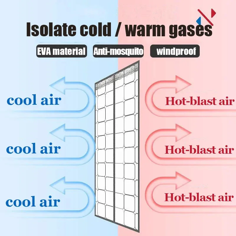 Popular Window Curtains for Air Conditioning and Cold Protection Magnetic Mesh Screens Oil-Resistant Ceramic Partitions Kitchen