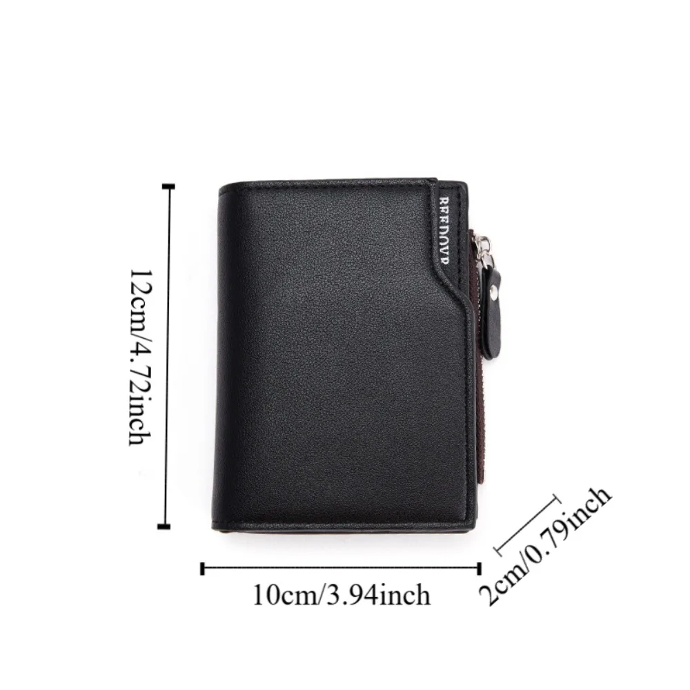 Fashion Zipper PU Leather Wallet Mini Waterproof Short Wallet Men Cash Clip ID Card Cover Men Coin Purse Business