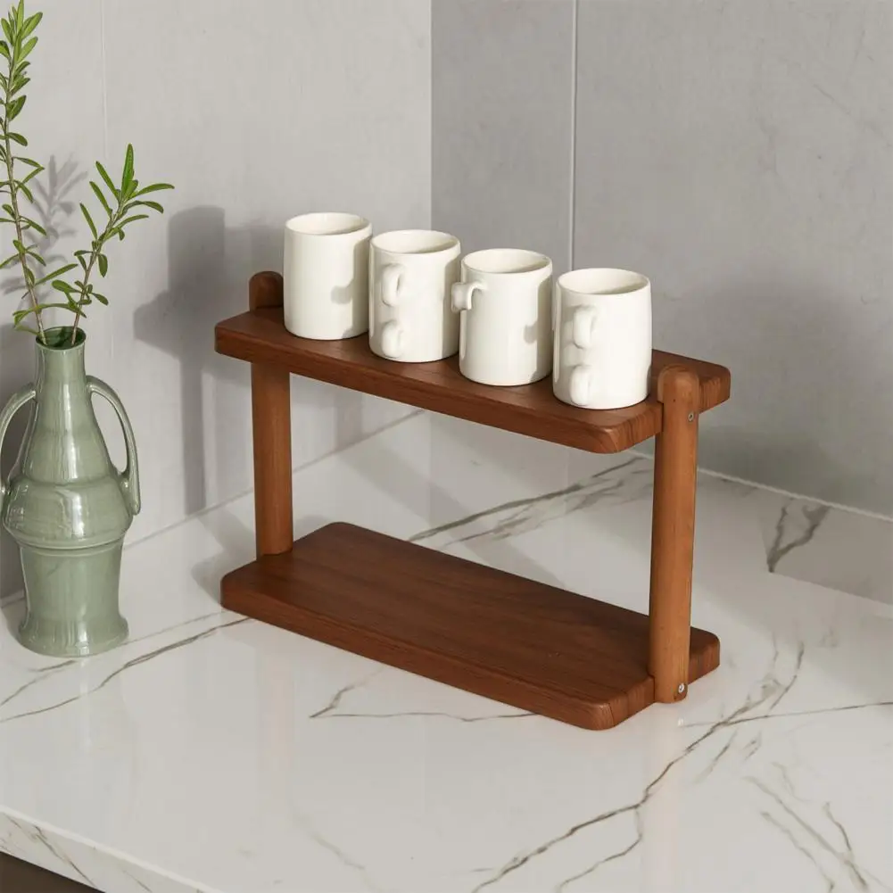 Layered Tool Organizer for Table 2-tier Wooden Desktop Storage Rack Vertical Space-saving Organizer Shelf Multi-purpose for Mugs