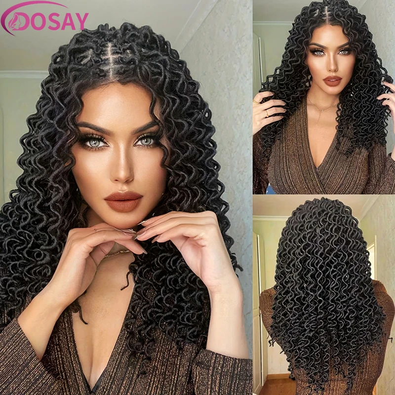 Synthetic 22'' Full Lace Box Braided Wig Distressed Knotless Crochet Heat Resistant Braids Wig Lightweight Lace Front Braid Wigs