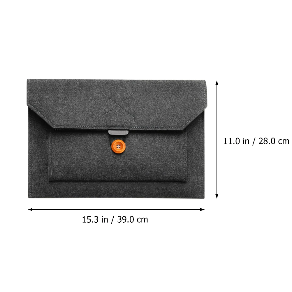 

Black 15 Inch Laptop Pouch Portable Felt Bag Computer Organizer Extra Pockets for Accessories Travel Business Laptop Pouch