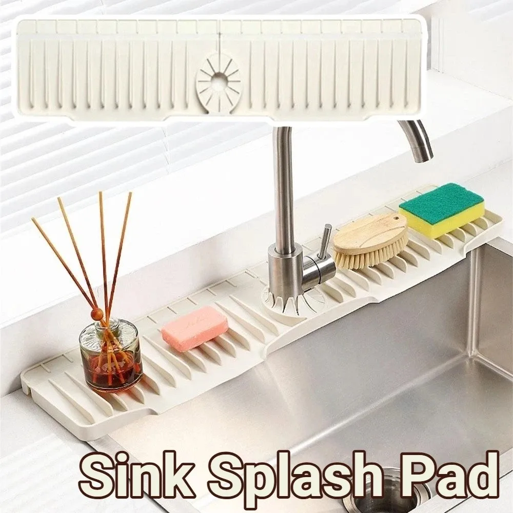 Soft Kitchen Sink Draining Pad Splash-Proof Easy Clean Faucet Protectors Reusable Spill-Proof Silicone Splash Guards Kitchen Use
