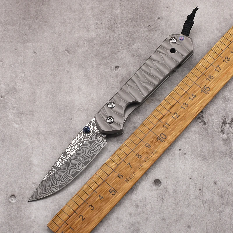 VG 10 Damascus Steel Folding Outdoor Rescue Wilderness Fishing Pocket Portable EDC Fruit Knife